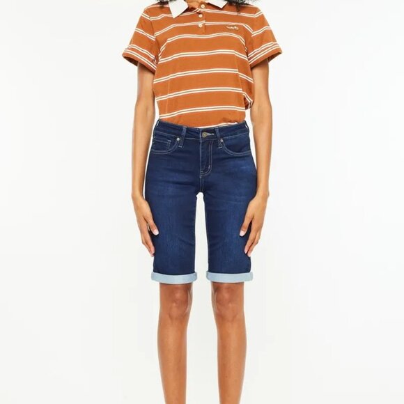 Hazel Blues® |  Kancan Mid Rise Bermuda Denim Shorts - Picture 2 of 7
